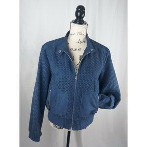 Kenneth Cole New York Perforated Faux Suede Bomber Jacket Blue L
